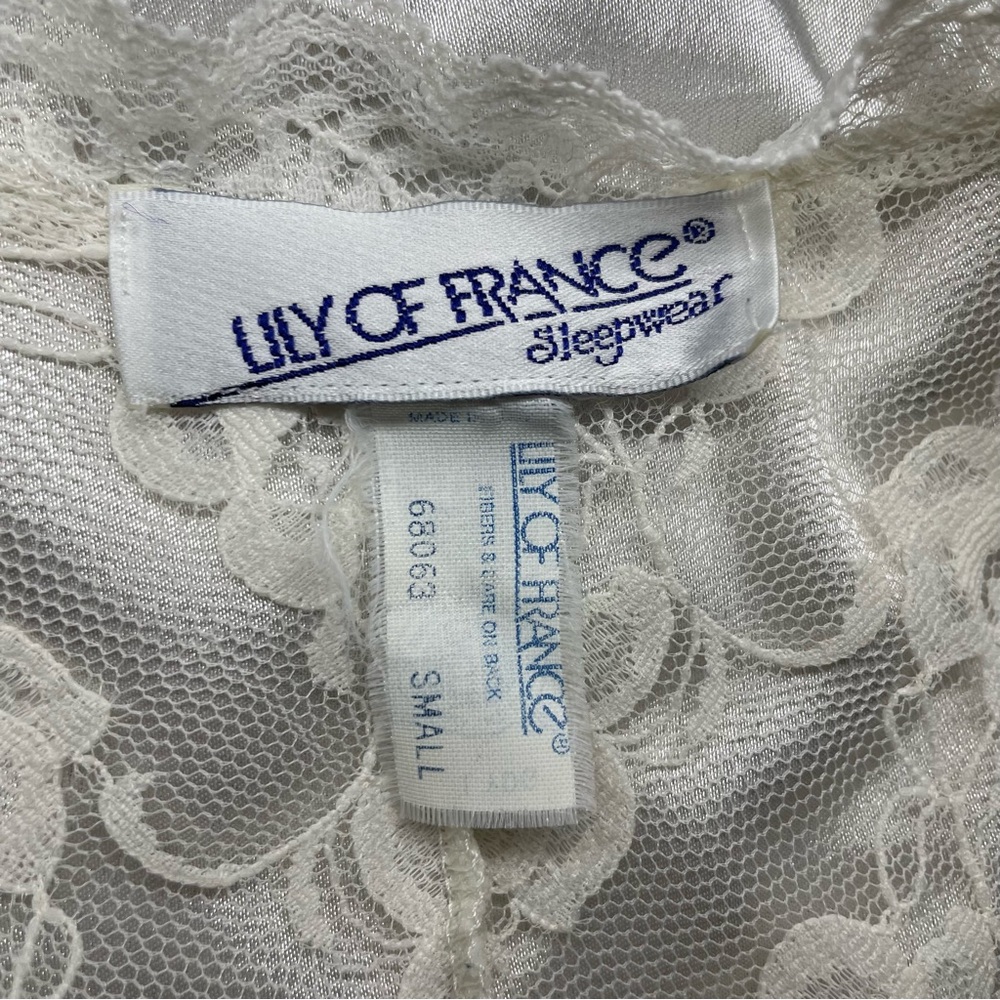 🔥VINTAGE LILY OF FRANCE 60s 70s 80s Lace Nightgown Robe Chemise Set Cream - Picture 10 of 16